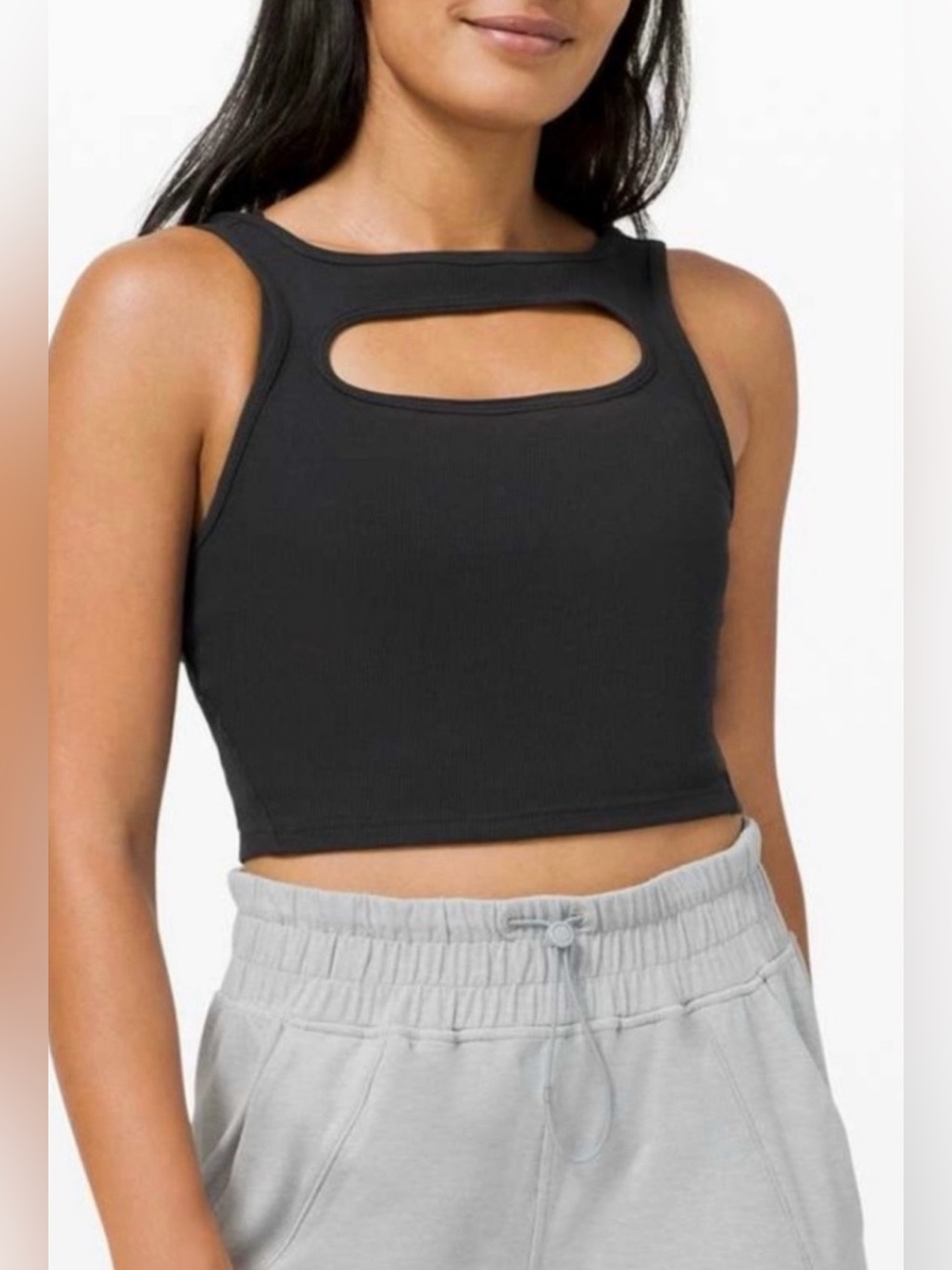 Lululemon LA Front Cut-Out Crop Tank Black, size 6, like new!